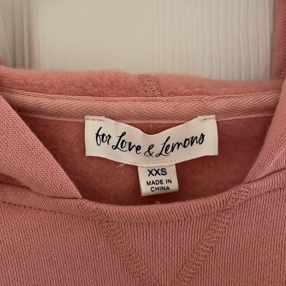 For Love & Lemon Josie pink cropped hoodie (size xxs) - Picture 6 of 6